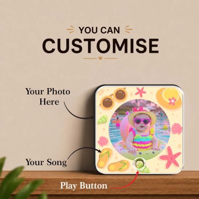 Personalized Beach Theme Baby Photo Musical Fridge Magnet for Boys & Girl  Photo Magnet Gift for Kids, Family, Baby Shower, Birthday, Home Kitchen Decor  Return Gift